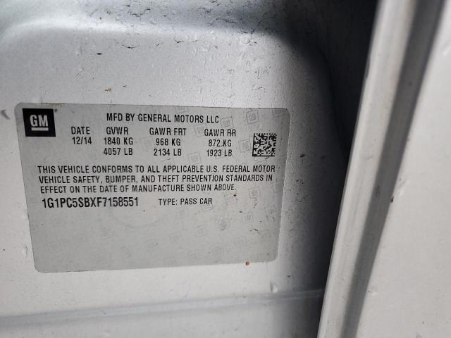 2015 CHEVROLET CRUZE LT 1G1PC5SBXF7158551