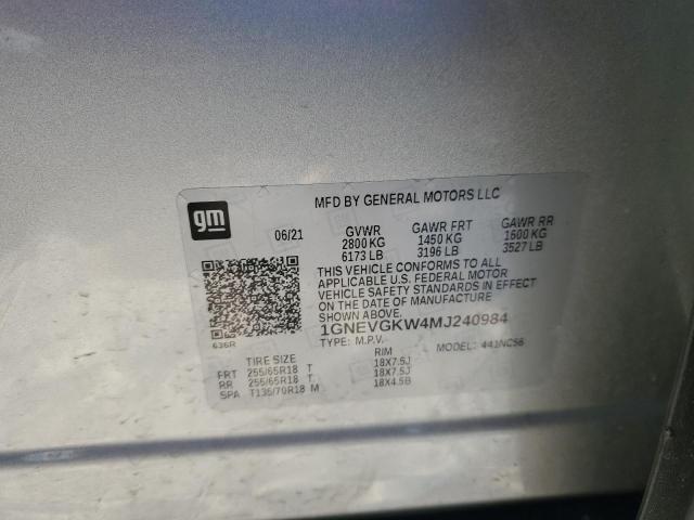2021 CHEVROLET TRAVERSE L - 1GNEVGKW4MJ240984