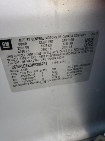 2017 CHEVROLET EQUINOX LT - 2GNALCEK3H6286251