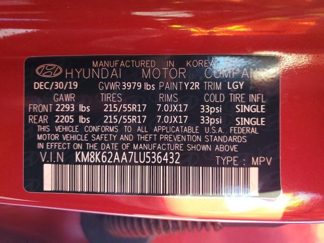 2020 HYUNDAI KONA SEL P - KM8K62AA7LU536432