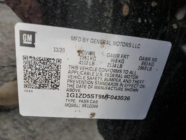 2021 CHEVROLET MALIBU 1G1ZD5ST9MF043036