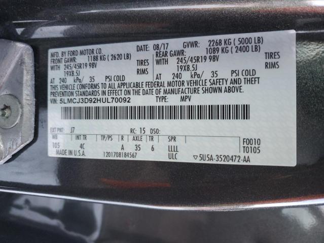 2017 LINCOLN MKC RESERV 5LMCJ3D92HUL70092