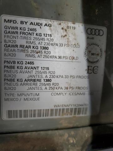 2019 AUDI Q5 PROGRES WA1ENAFY1K2044701