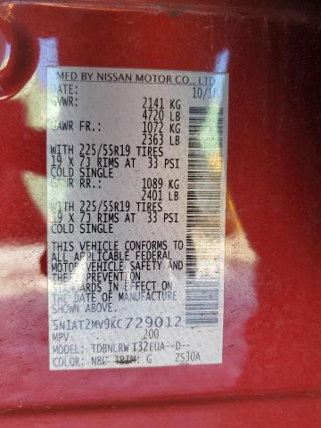 2019 NISSAN ROGUE S - 5N1AT2MV9KC729012