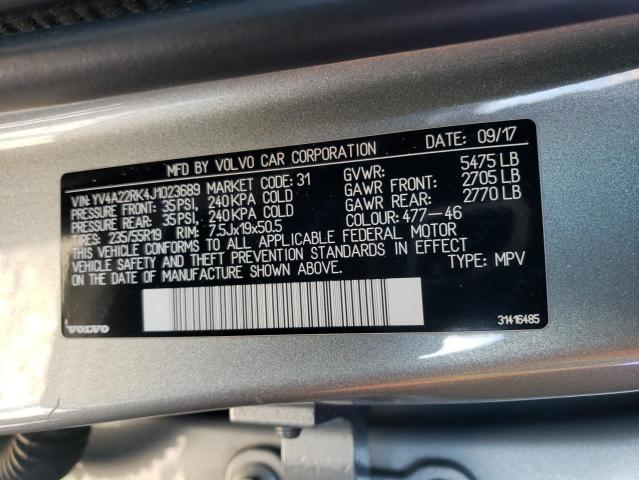 2018 VOLVO XC60 T6 MO YV4A22RK4J1023689