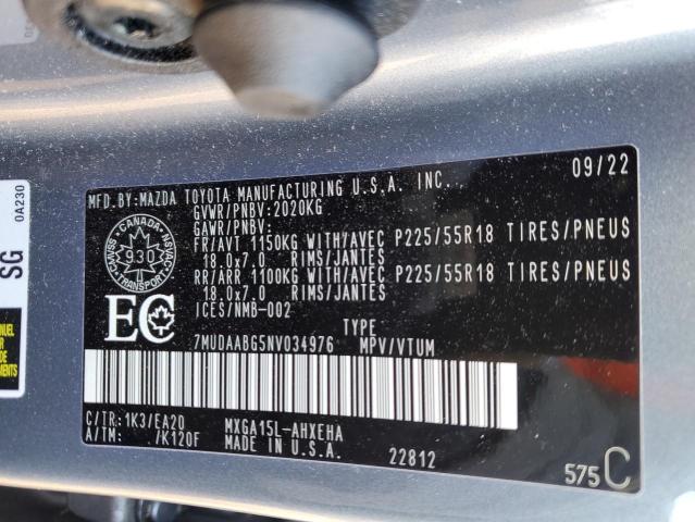 2022 TOYOTA COROLLA CR 7MUDAABG5NV034976