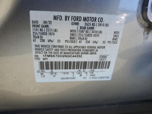 2022 FORD EXPLORER X - 1FMSK7DH2NGC44352
