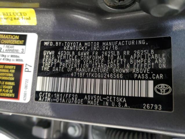2016 TOYOTA CAMRY LE - 4T1BF1FK0GU246566