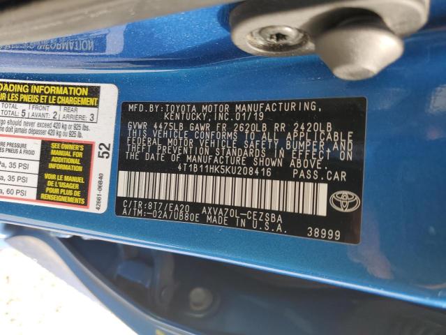 2019 TOYOTA CAMRY L 4T1B11HK5KU208416