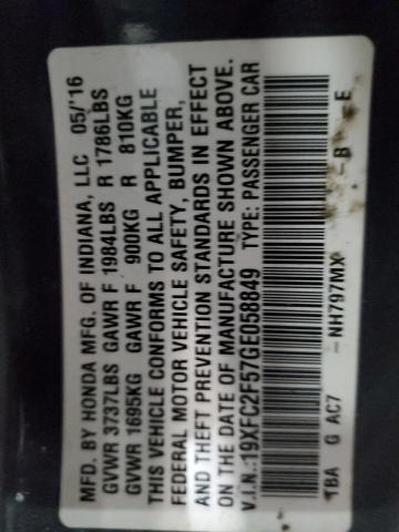2016 HONDA CIVIC LX 19XFC2F57GE058849