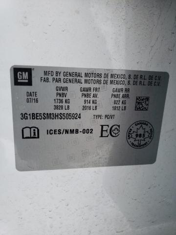 2017 CHEVROLET CRUZE LT 3G1BE5SM3HS505924