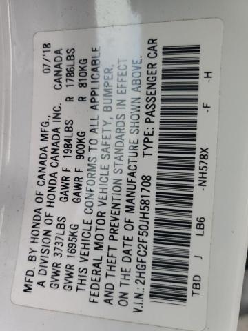 2018 HONDA CIVIC LX - 2HGFC2F50JH581708