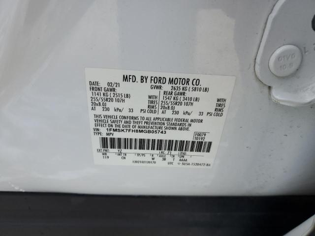 2021 FORD EXPLORER L - 1FMSK7FH8MGB05743