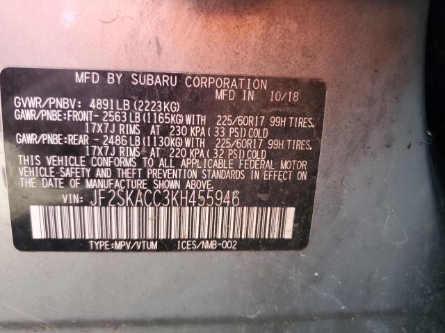 2019 SUBARU FORESTER JF2SKACC3KH455946