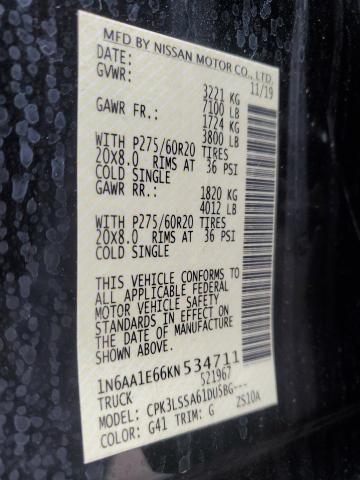 2019 NISSAN TITAN PLAT - 1N6AA1E66KN534711