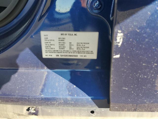 2022 TESLA MODEL Y - 7SAYGDEE0NA020669