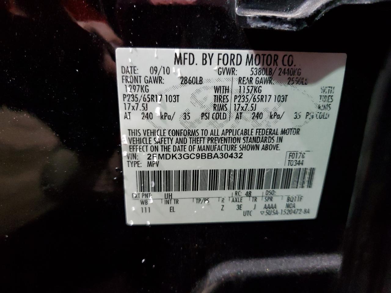 Lot #3052326652 2011 FORD EDGE SE