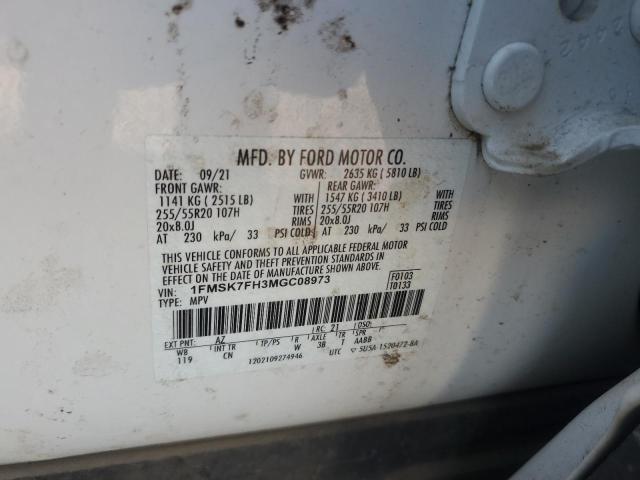 2021 FORD EXPLORER L - 1FMSK7FH3MGC08973