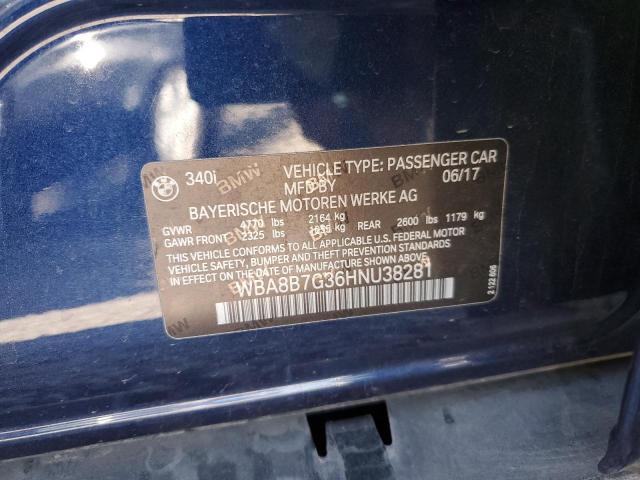 2017 BMW 340 XI - WBA8B7G36HNU38281