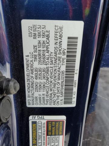2022 HONDA CR-V EXL 5J6RT6H80NL023385