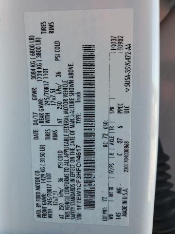 2017 FORD F150 SUPER - 1FTEW1CF3HFC04617