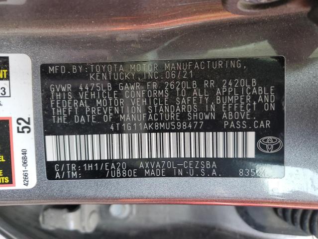 2021 TOYOTA CAMRY SE - 4T1G11AK8MU598477