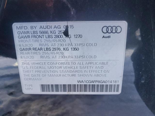 2016 AUDI Q5 PRESTIG WA1CGAFP8GA014181