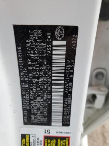 2019 TOYOTA CAMRY L - 4T1B11HK7KU766817