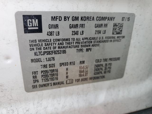 2015 CHEVROLET TRAX 1LS KL7CJPSB2FB253185