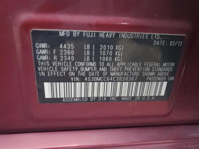 2012 SUBARU LEGACY 2.5 - 4S3BMCC64C3028367