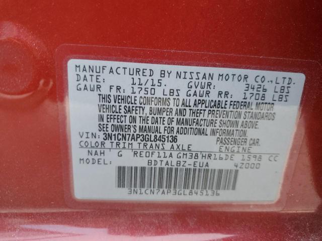 2016 NISSAN VERSA S - 3N1CN7AP3GL845136