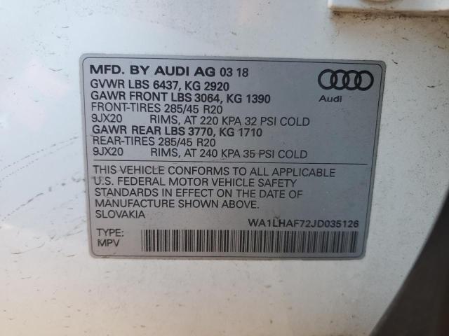 2018 AUDI Q7 PREMIUM - WA1LHAF72JD035126