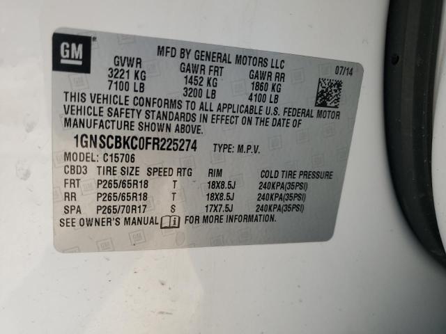 2015 CHEVROLET TAHOE C150 - 1GNSCBKC0FR225274