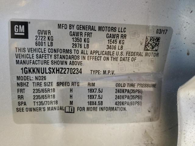 2017 GMC ACADIA SLT - 1GKKNULSXHZ270234