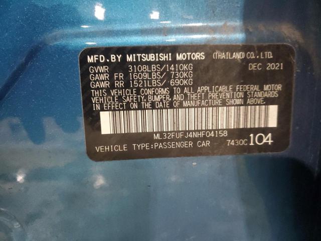 2022 MITSUBISHI MIRAGE G4 ML32FUFJ4NHF04158