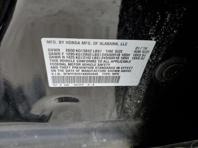 2019 HONDA PILOT EXL - 5FNYF6H51KB054948