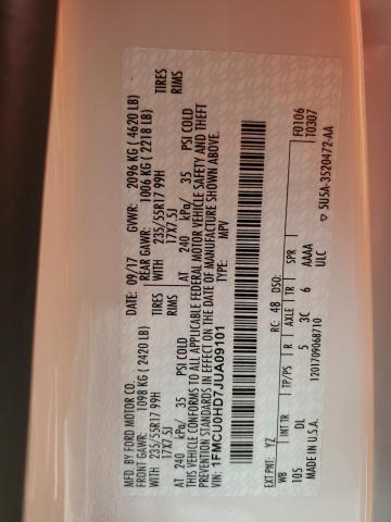 2018 FORD ESCAPE SEL - 1FMCU0HD7JUA09101