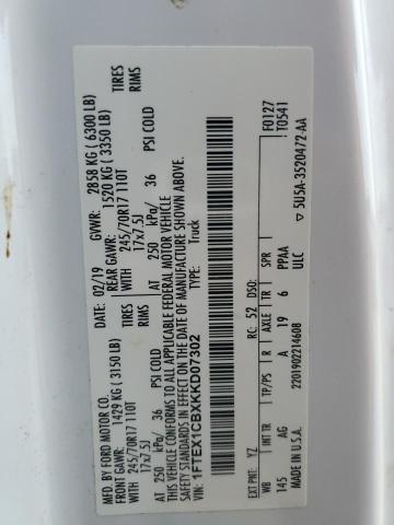 2019 FORD F150 SUPER - 1FTEX1CBXKKD07302