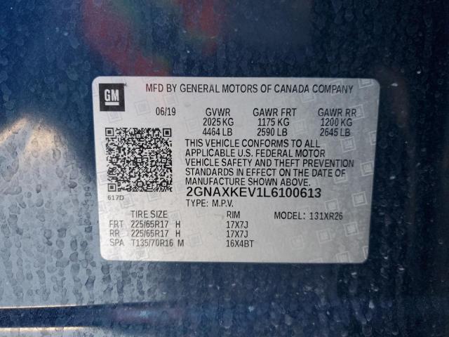 2020 CHEVROLET EQUINOX LT - 2GNAXKEV1L6100613