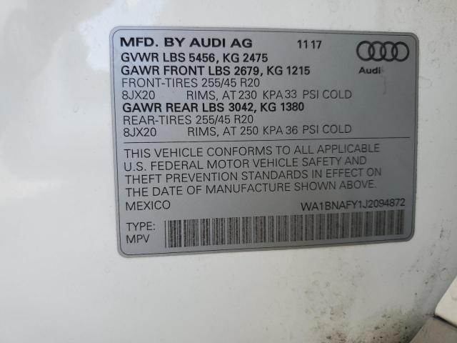 2018 AUDI Q5 PREMIUM - WA1BNAFY1J2094872