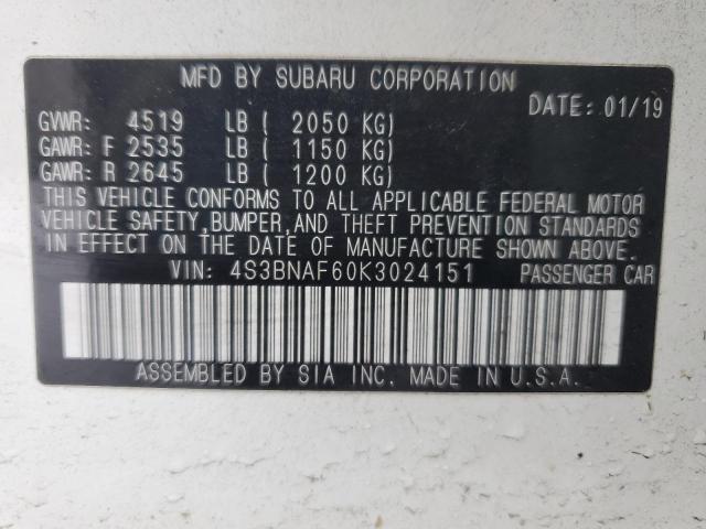 2019 SUBARU LEGACY 2.5 - 4S3BNAF60K3024151
