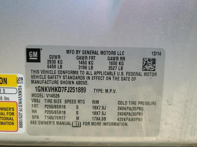 2015 CHEVROLET TRAVERSE L - 1GNKVHKD7FJ251889