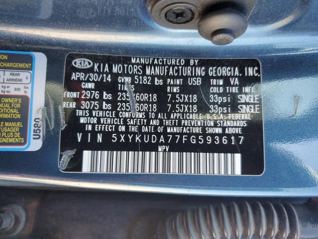 2015 KIA SORENTO EX - 5XYKUDA77FG593617