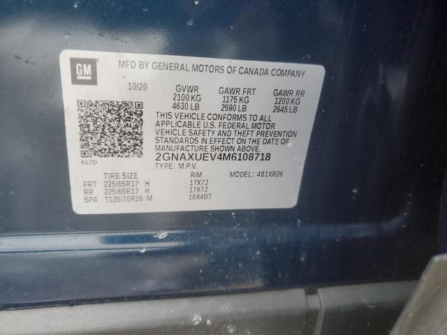 2021 CHEVROLET EQUINOX LT - 2GNAXUEV4M6108718