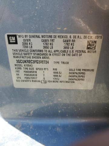 2015 CHEVROLET SILVERADO - 3GCUKREC3FG308724