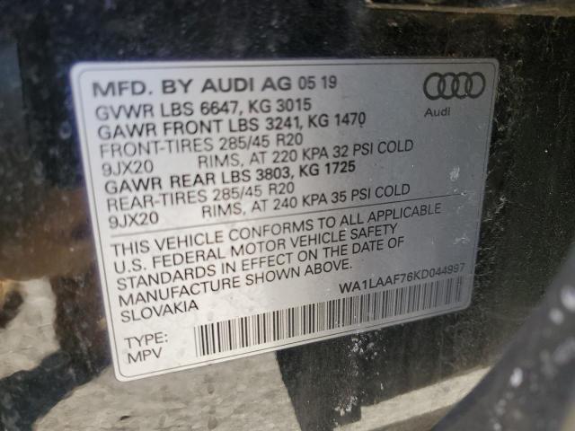 2019 AUDI Q7 PREMIUM - WA1LAAF76KD044997