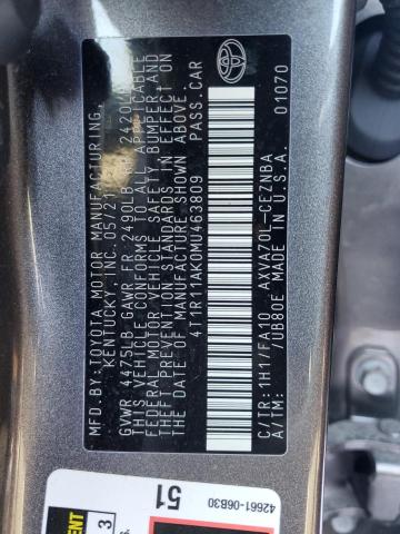 2021 TOYOTA CAMRY LE 4T1R11AK0MU463809