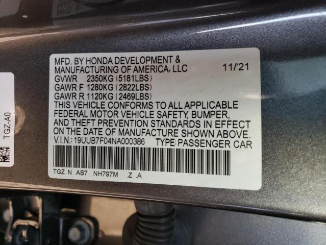 2022 ACURA TLX TYPE S - 19UUB7F04NA000386