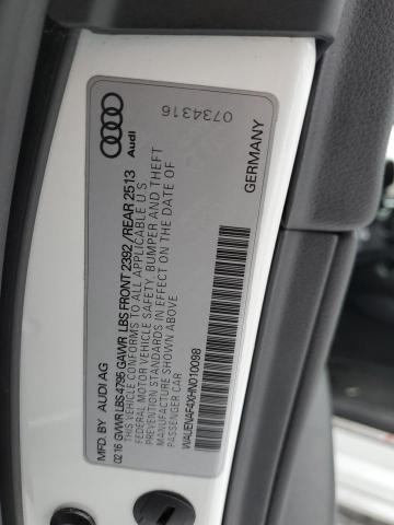 2017 AUDI A4 PREMIUM WAUENAF4XHN010098