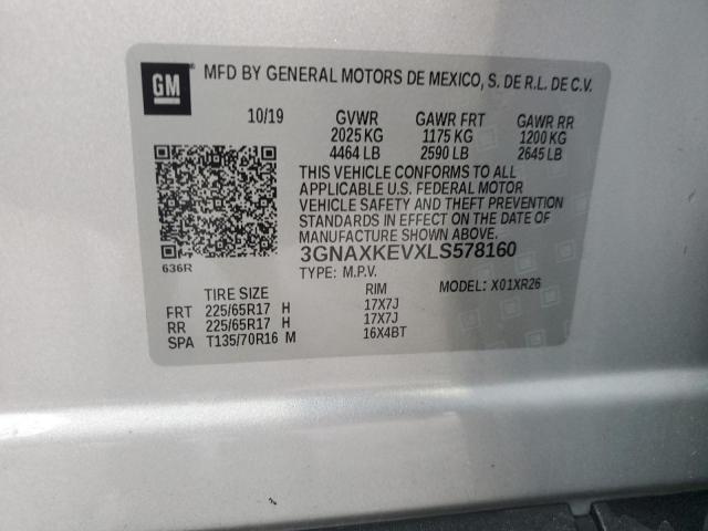 2020 CHEVROLET EQUINOX LT 3GNAXKEVXLS578160